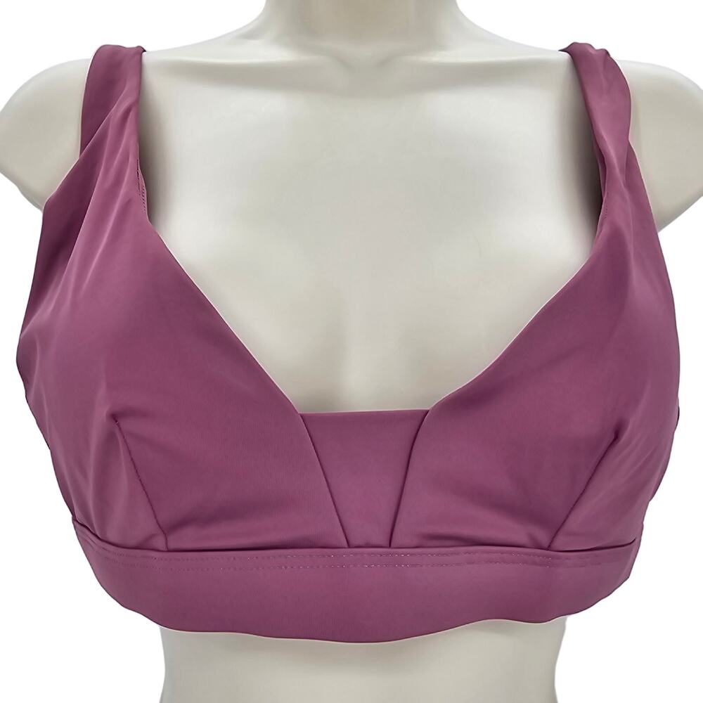 Andie Swim Woman Size M The Tahiti Bikini Top in Cactus Flower Purple V-Neck NEW